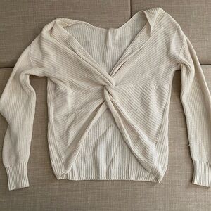 Loft Women's Cream Twist-Front or Back Knit Sweater